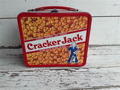 cracker jack metal lunch box|Vintage 1970s Cracker Jack Metal Lunch Box with Thermos..